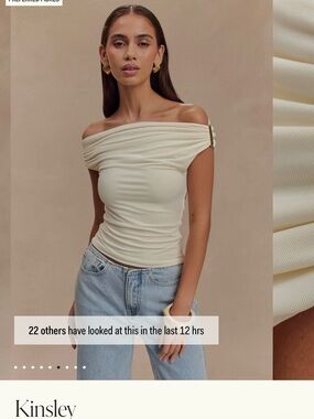 Meshki Off-Shoulder Kinsley Slinky Top in Cream
